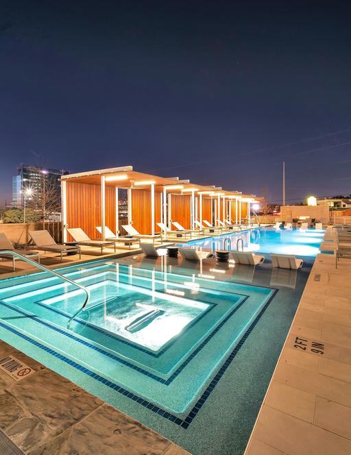 Luxury pool and spa at Avenir Apartments in East Austin
